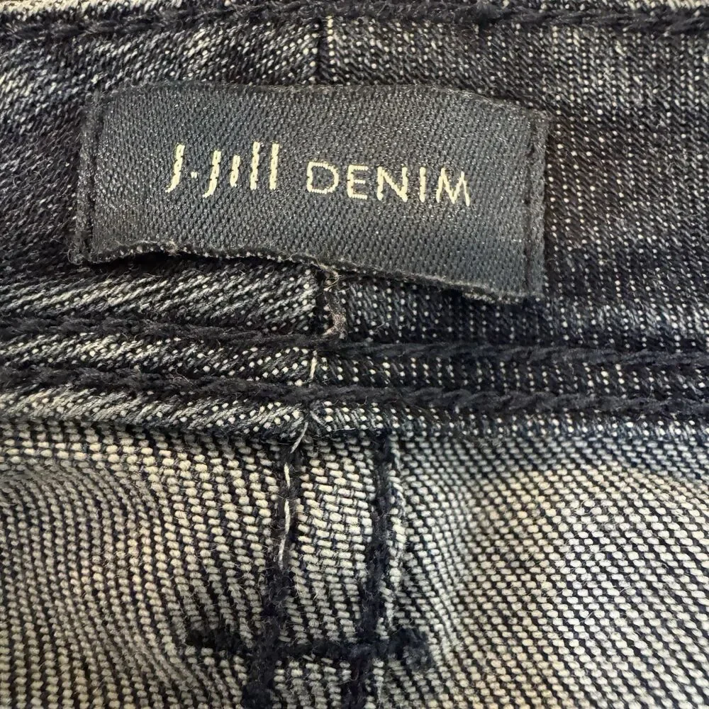 J. Jill Plus Size High Rise Wide-Leg Jeans White Black Tuxedo Stripe Cropped 18